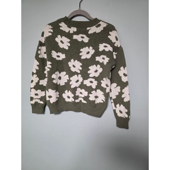 Maurice's Sweater XS Green White Flowers Grandma Core Cozy Cottage Soft Fall - Picture 2 of 8